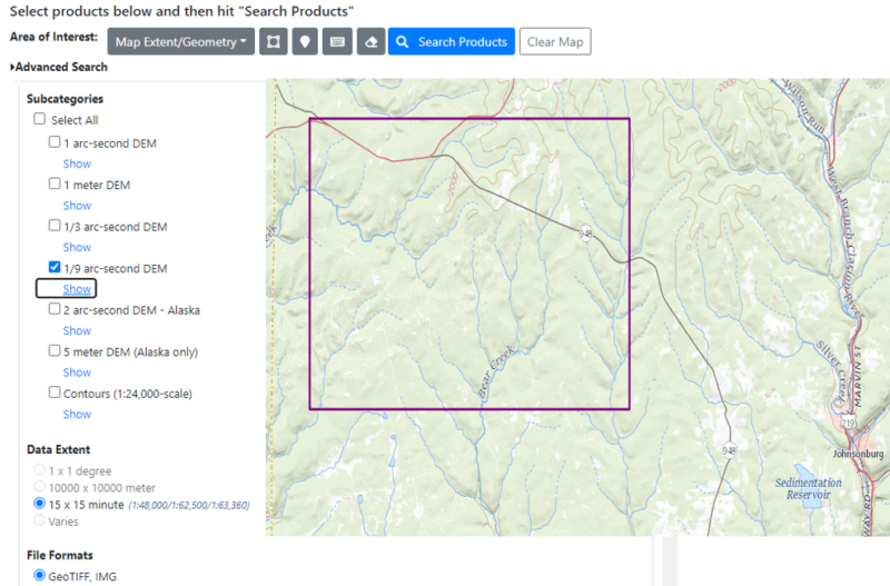 Download DEM from National Map Viewer by USGS