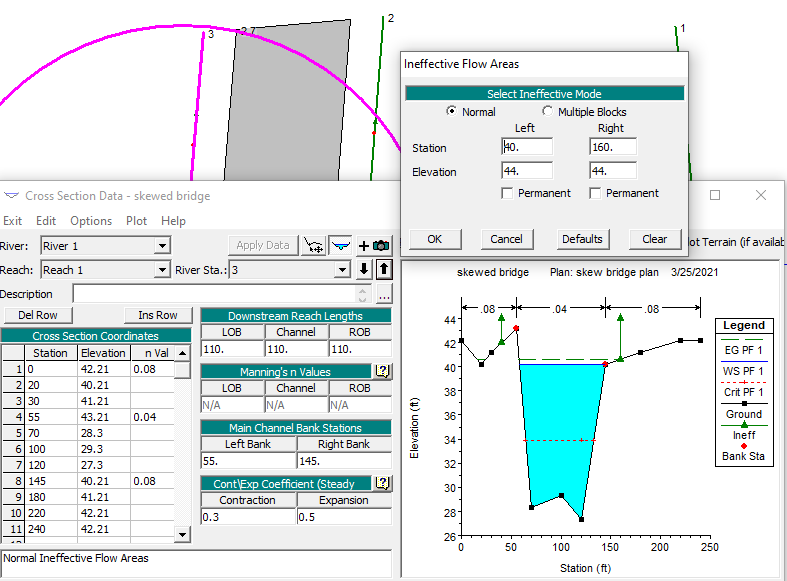 hec ras ineffective flow areas
