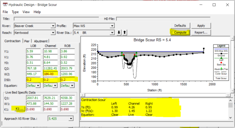 Scour Analysis Bridge Scour Analysis By HEC-18 Equations – Contraction Scour (1 of 2 ...